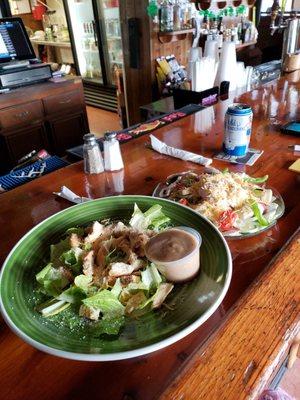 Grilled chicken ceasar salad  and a tuna salad plate. Delish!!!!