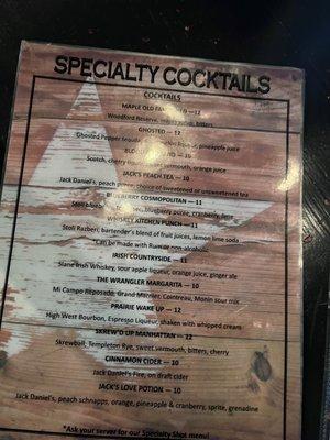 cocktail menu