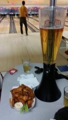 Great 0.40 wings, and cheap beer towers 
...Rock N Bowl is definately the best part though