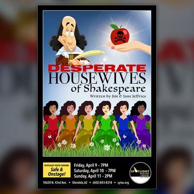 Shakespeare has been found murdered, and most of his female lead characters have a motive! Written by Jim and Jane Jefferies.