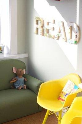 Read a book in our sun-filled book nook.