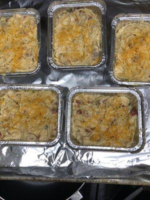 Individual casseroles (cheesy chicken & spaghetti)