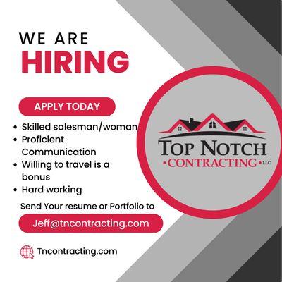 We are hiring!! Contact us today