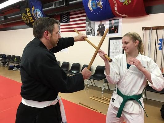 Fathers & daughters train together!  Actually daughter is teaching her Dad!