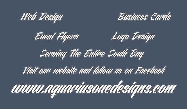 Aquariusone Designs Business Card Back