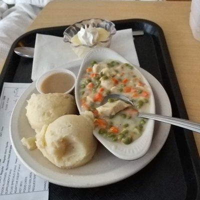 Chicken Pot Pie & Mashed Potatoes. Was very good