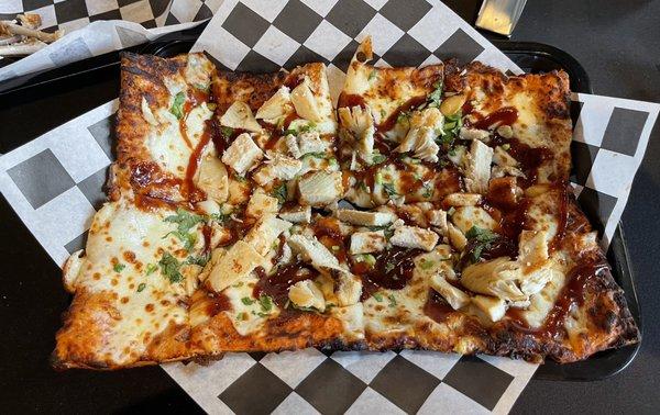 BBQ chicken flatbread pizza