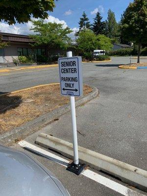 Designated parking spaces are well labeled.