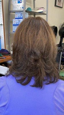 Love how my haircut ‍ looks. Color too. Michelle and Tina always do a great job