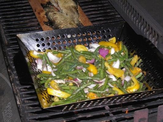 Stainless steel basket for grilling veggies - wonderful flavor, easy to use