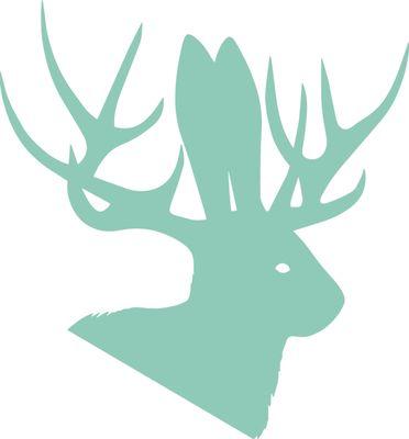 Teal Jackalope Head Logo on White Background