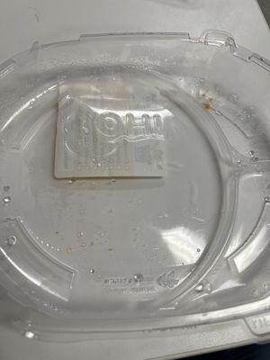 IHOP lid and hair on the inside of lid