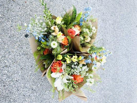 Preordered hand tied bouquets that are featured in our Friday Flowers offerings with free pickup and local businesses.