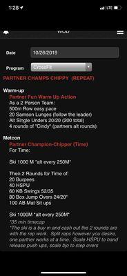 A sample workout from one of our Crossfit classes! Team WoD