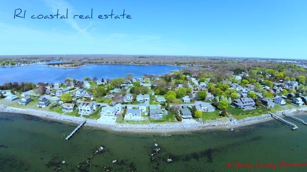 RI coastal real estate view from above