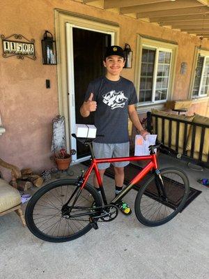 Customer stoked to have his new Golden Cycles Assembled and Delivered to his front door