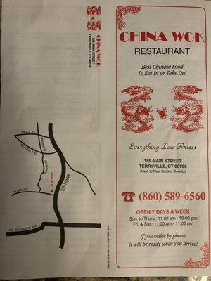 Front of Menu