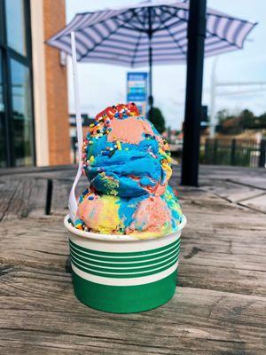 Superman ice cream in a "minnow" cup.