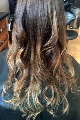 Ombre from rich chocolate to light creamy blonde.