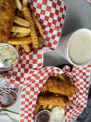 Halibut Fish and Chips - clam chowder.