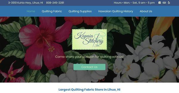 Word Press website designed for Kapaia Stitchery. Not a template. Best website design company in Honolulu, Hawaii www.colabmarketing