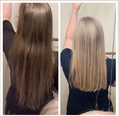 A before and after.. blonde balayage