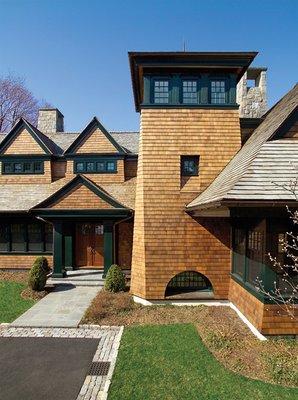 Waterfront shingle style contemporary colonial in Old Greenwich, CT by Davenport Contracting Inc.