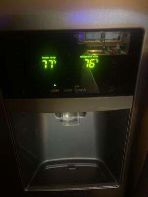 The fridge has been plugged in since Tuesday 7/11/23. This is the current temperature. Calls for repair and/or refund go unanswered.