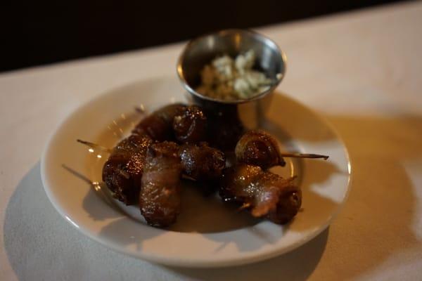 Bacon Wrapped Organic Dates, Blue Cheese Crumbles