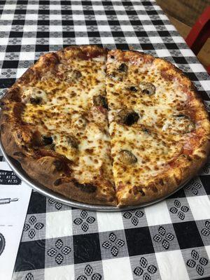 Personal size pepperoni mushroom pizza