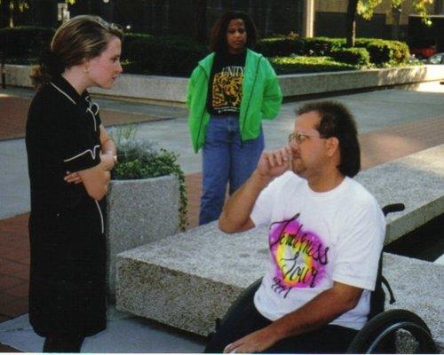 Talking to Patti, a marketing intern for Caldwell Van-Riper  who volunteered with the Tenderness Tour