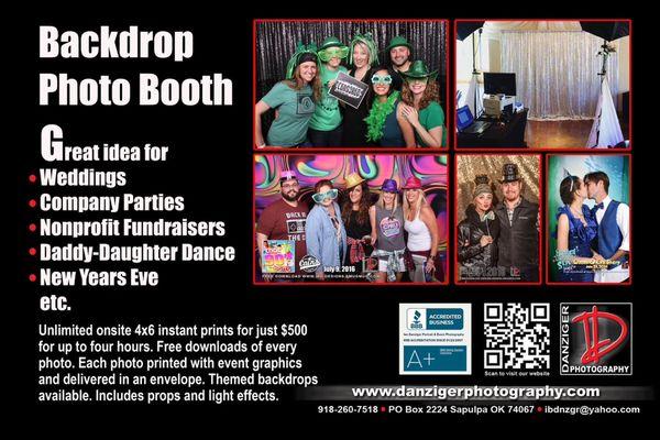 Backdrop photo booth with fast onsite prints.