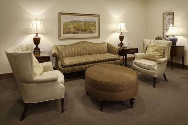 Furnishings were specifically selected to provide comfort as well as to encourage connection with friends and family.