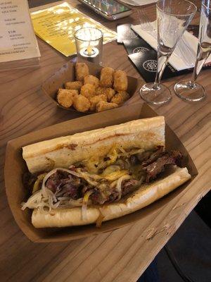 Brisket Philly, tater tots and some whiskey tasting!