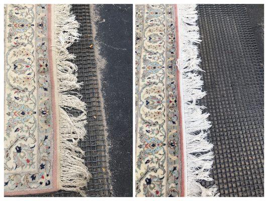 Before and after fringe cleaning