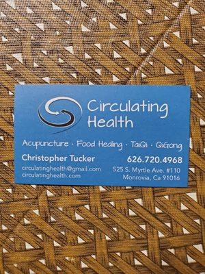 Chris Tucker, Circulating Health business infirmation.