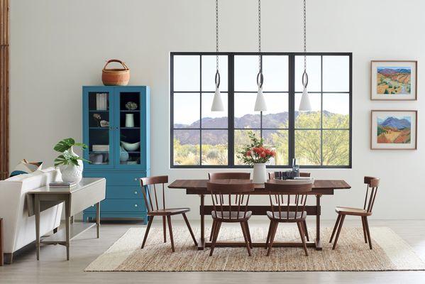 Solid Walnut Mystic Dining Table and Lana Chairs.