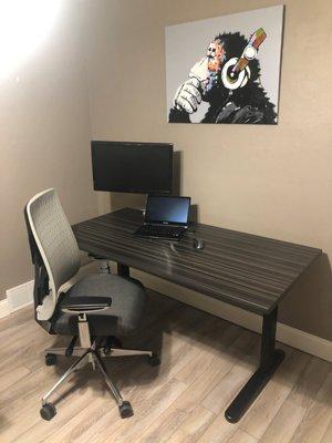 Height adjustable desk for home office.