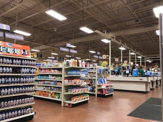 Big store with wide lanes, usually not too busy and usually find everything I need. Great deli/bakery & pharmacy also.