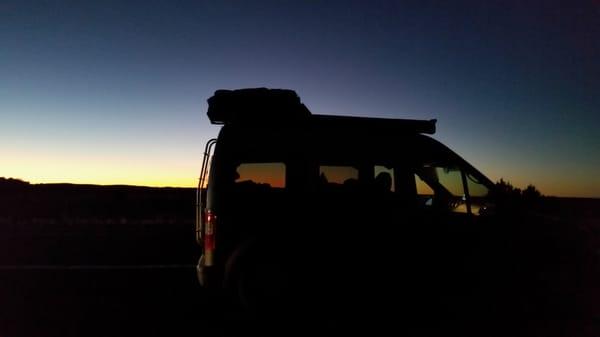 Bedding down for the night in the wide open spaces.