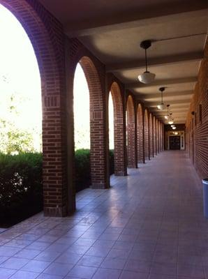 gorgeous hallways leading to courtyard