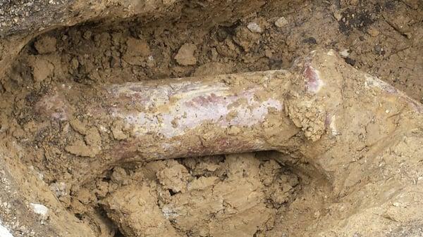 6 inch clay pipe was dug up and repaired.