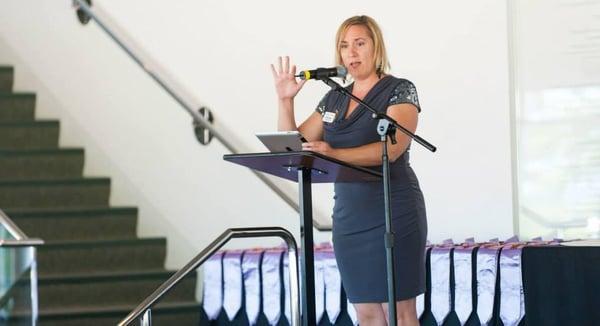 Dr. Peace presenting the Cal Poly San Luis Obispo Pride Center's Lavender Commencement Address 2014.