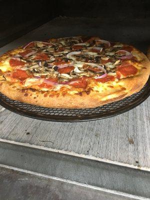 Old world style BRICK OVEN pizza