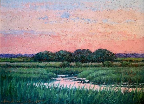 Marsh Sunset, by Fay Bridges Hyatt, oil on canvas