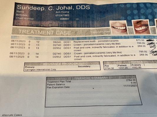 Original bill of $2,784.00, and then overcharged me for $3,004.00 !!! BEWARE !!!!