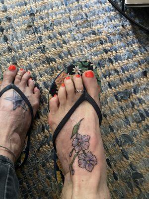 Orchid tattoo left foot