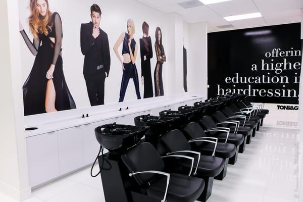 The Toni&Guy Classic Cuts oversee the shampoo stations designed and manufactured in Italy by Gigli&Massimo.