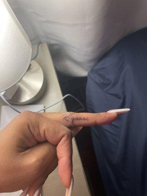 finger tattoo by Josh