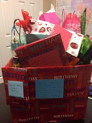 An "open when" box for a care recipient that turned 90.  Yep --- 90 presents to "open when ..."